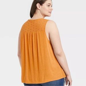 Knox rose M 1X XXL 2X eyelet blouse boho tassel sleeveless shirt tank